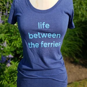 Ladies tri-blend cobalt blue fitted T-shirt